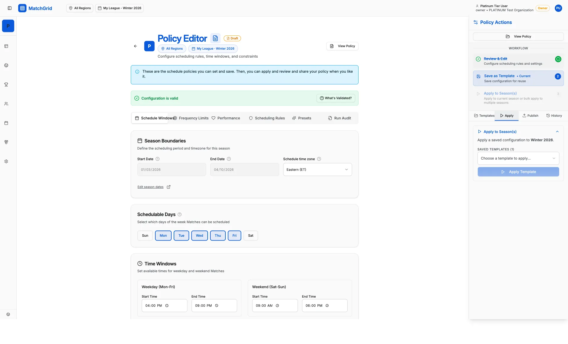 Scheduler configuration page showing advanced settings